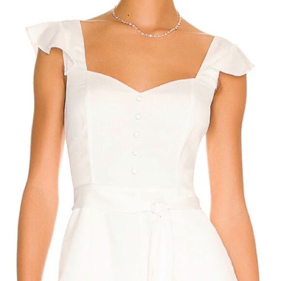 REVOLVE MORE TO COME Gloria Flutter Sleeve Jumpsuit in White Flowy Crepe XS - Picture 4 of 6